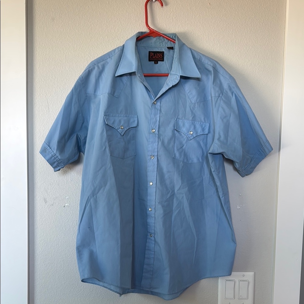Vintage Light Blue Pearlsnap PLAINS XL